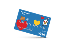 Ronald McDonald House Charities blue credit card with hearts on it