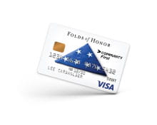 white credit card with blue folded triangular american flag