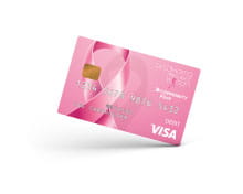 pink credit card with breast cancer awareness ribbon